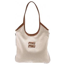 Miu Miu Sac en toile Regular Acrn Marron