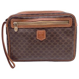 Céline Clutch de tecido vintage Celine Marrom