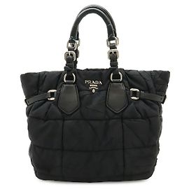 Borsa Tote Prada in Nylon e Pelle con Logo Nero