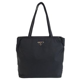 Borsa Tote Prada Nylon Leather Tessuto Logo Nero