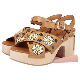 Miu Miu Flower Print Strap Sandals Size Brown