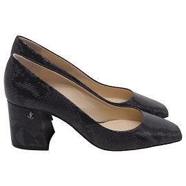 Jimmy Choo Dianne Snake-Embossed Pumps in Black Leather Black