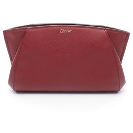 Clutch de couro C de Cartier Marrom