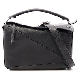 Borsa 2WAY Loewe Leather Puzzle Bag Large Nero