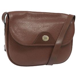 Christian Dior Vintage CD Flap Leather Medium Marron