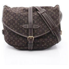 Bolsa de Ombro Louis Vuitton Saumur Monogram Mini Lin Marrom