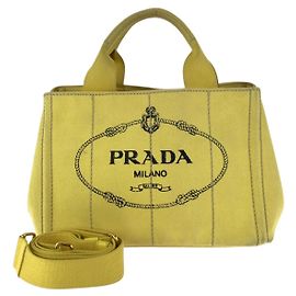 Bolso Tote 2way de lona Canapa Prada Amarillo