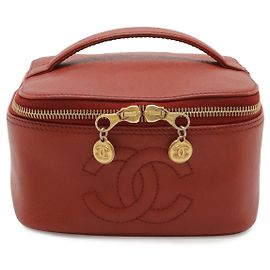 Chanel Caviar Vanity Bag Cosmetic Pouch Red