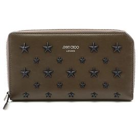 Jimmy Choo Carnaby Star Studs Leather Wallet Green