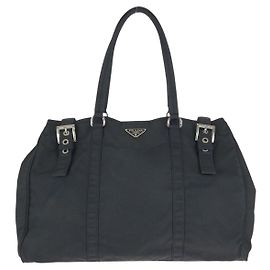 Sac cabas Prada Nylon Tessuto Triangle Logo Noir
