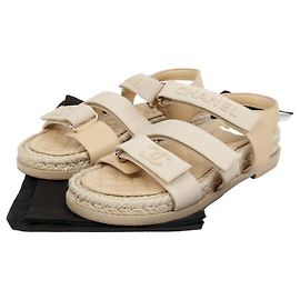 Chanel Velcro Rope Sandals Size Brown
