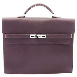 Hermès Maleta Hermes Leather Kelly Depeche 34 Roxo
