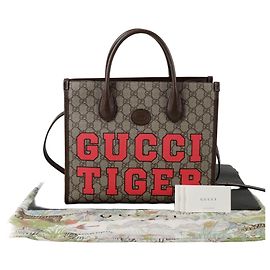Gucci Kleiner Interlocking Tote Schulterbeutel Braun