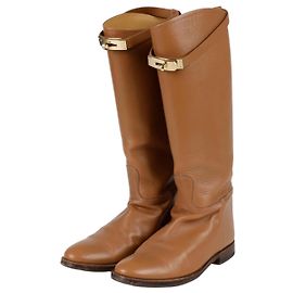 Hermès Kelly Jumping Langstiefel Größe Braun