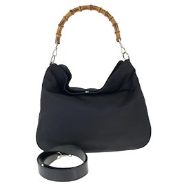 Gucci Bamboo Nylon Handbag 2way Black
