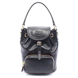 Mini sac à dos en cuir Miu Miu Noir