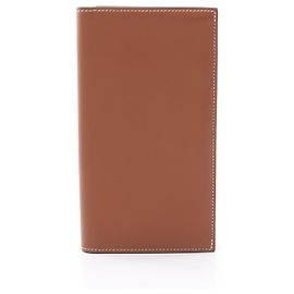Hermès Cartera larga de seda Hermes Citizen Twill Castaño