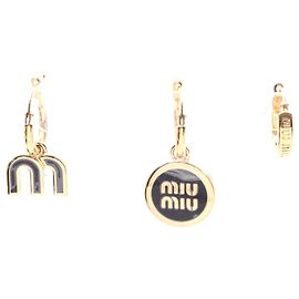 Miu Miu Emaille-Metall-Ohrringe Set Gold Golden Metallisch