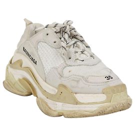 Baskets Balenciaga Triple S Blanc Cuir 35 Blanc