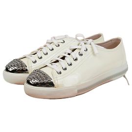 Miu Miu Studded Toe Sneakers Size White