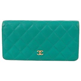 Chanel Caviar Timeless Classic Flap Long Wallet Blue