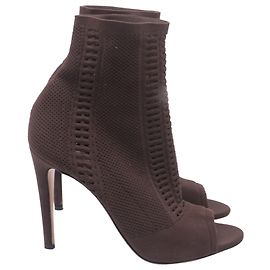 Bottines chaussettes Vires en maille extensible Gianvito Rossi, marron, polyester Marron