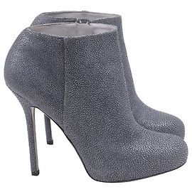 Sergio Rossi Ankle Boots in Grey Leather Grey