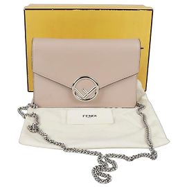 Fendi Bolsa transversal de corrente com logótipo Rosa