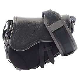 Borsa Dior Sacai Saddle Mini in Nylon e Pelle Nero