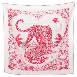 Hermès Hermes Seidentuch Carre90 Jungle Love Weiß