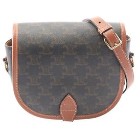 Céline Bolsa de Ombro CELINE Folco Medium em Lona Revestida de PVC e Couro Preto