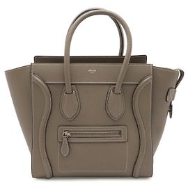Céline Celine Luggage Micro Shopper Tote Bag Leather Grey