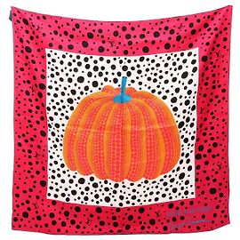 Lenço de seda Louis Vuitton Yayoi Kusama Carre 90 Pumpkin Rosa