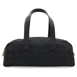 Mini sac Boston en jacquard de nylon et cuir Chanel Noir