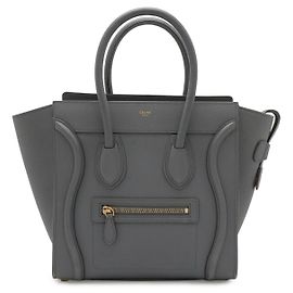 Céline Sac cabas Celine Luggage Micro Shopper en cuir Gris