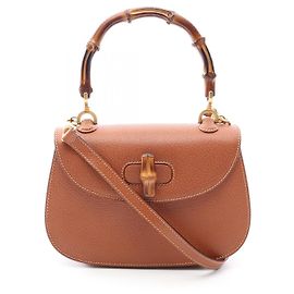 Gucci Bamboo 2way Leather Handbag Brown