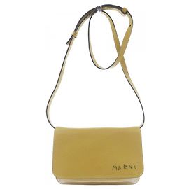 Bolsa de couro de bezerro Marni Marni Mending Logo Amarelo