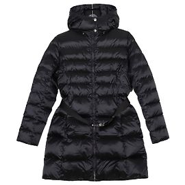 Prada Cappotto imbottito con cappuccio e cintura Taglia Nero