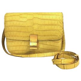 Céline Celine Classic Medium Coccodrillo Giallo Giallo
