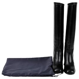 Botas longas Prada em pele preta 35.5 Preto