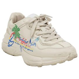 Gucci Baskets Hawaii Printing Raiton Blanc
