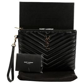 Saint Laurent Pochette Monogram Matelassé Nero Nero