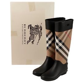 Botas de chuva Burberry em couro preto Preto