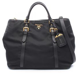 Borsa a 2 modi in nylon e pelle Prada Nero