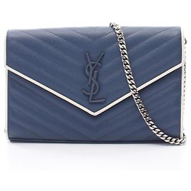 Yves Saint Laurent Borsa a tracolla Cassandra Classic in pelle Saint Laurent Paris Blu
