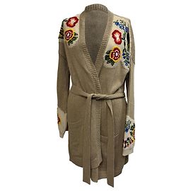 Etro Bestickter Cardigan aus beiger Seide Beige