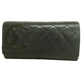Cartera larga de cordero Cambon Chanel Negro