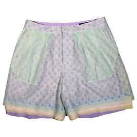 Shorts Louis Vuitton Monogram Multicolore Multicor Roxo Verde claro