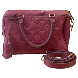 Louis Vuitton Speedy Bandouliere Monogram Empreinte Leather 25 Dark red