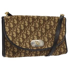 Christian Dior Vintage Trotter Flap Canvas Marron